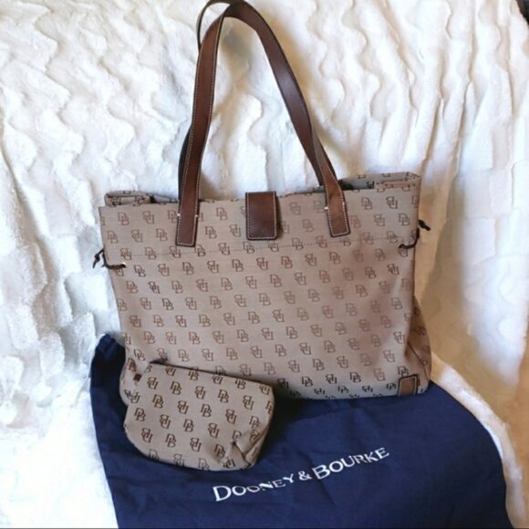 Dooney & Bourke Vintage Anniversary Signature Medium Tote & Pouch - Picture 1 of 12